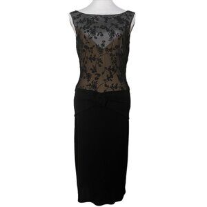 Eletra Casadei Vintage Black Sheer Applique Draped Glam Old Hollywood Dress 12